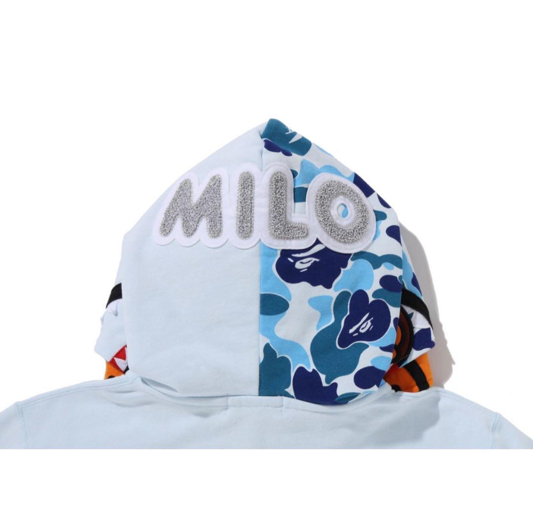トップス BAPE MILO SHARK FULL ZIP DOUBLE HOODIE M