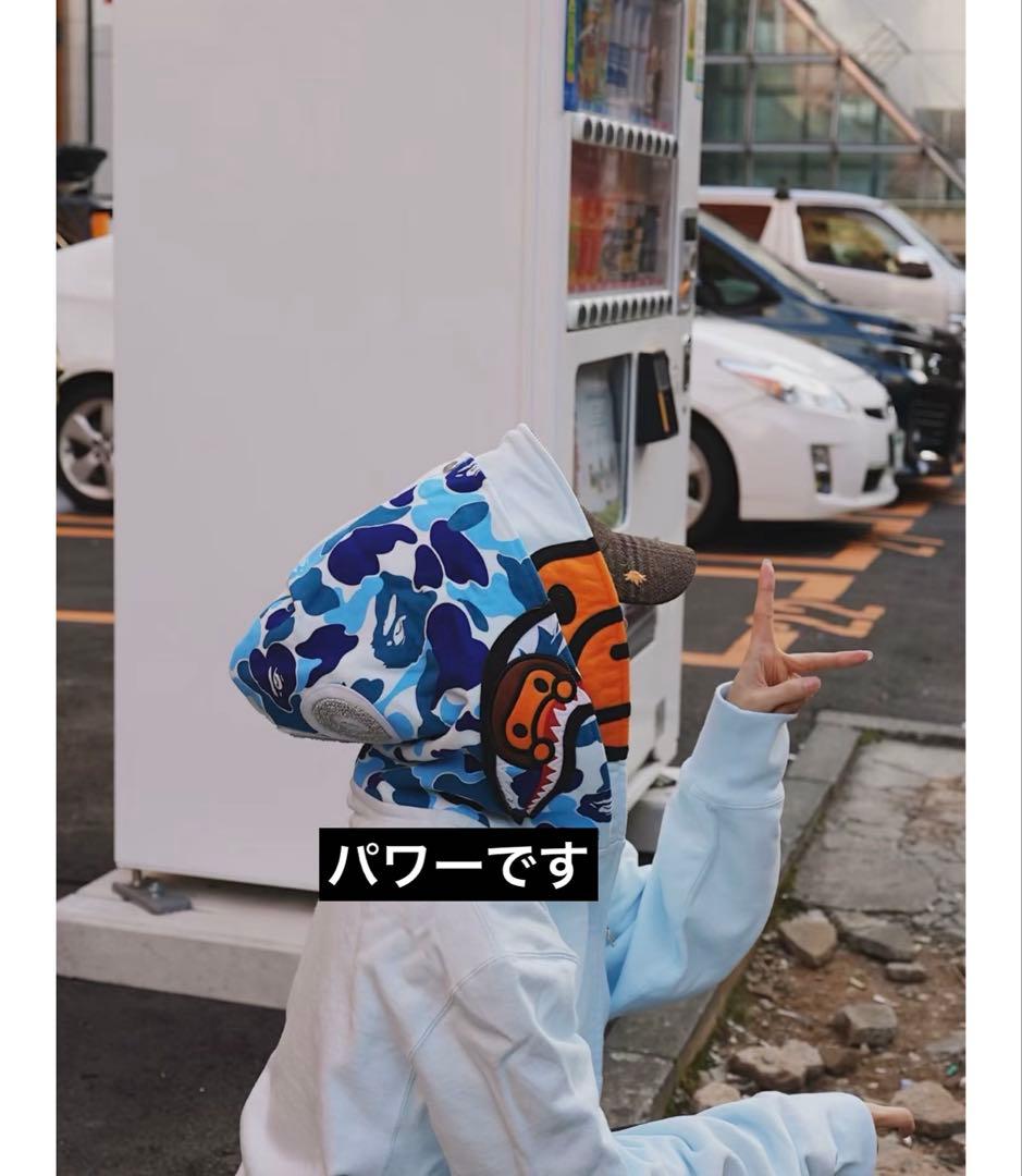 トップス BAPE MILO SHARK FULL ZIP DOUBLE HOODIE M