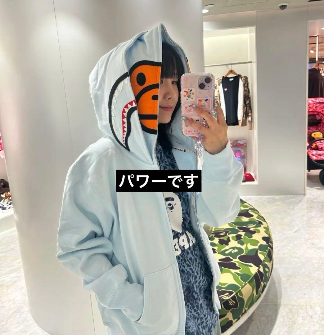 トップス BAPE MILO SHARK FULL ZIP DOUBLE HOODIE M