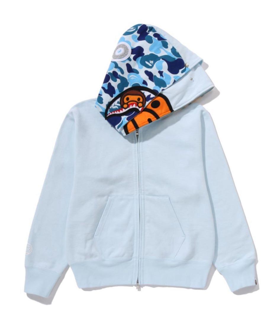 トップス BAPE MILO SHARK FULL ZIP DOUBLE HOODIE M