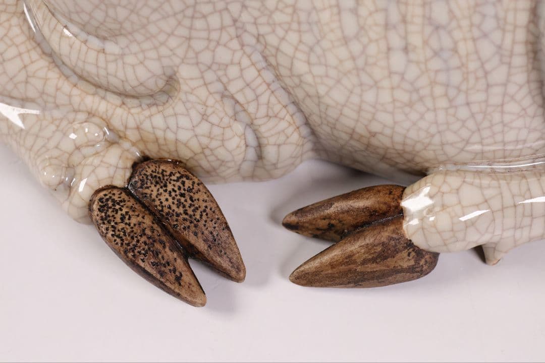 九谷焼 八弘窯 木田弘雄 鹿 置物 高28.3cm 陶芸 動物【MA868】