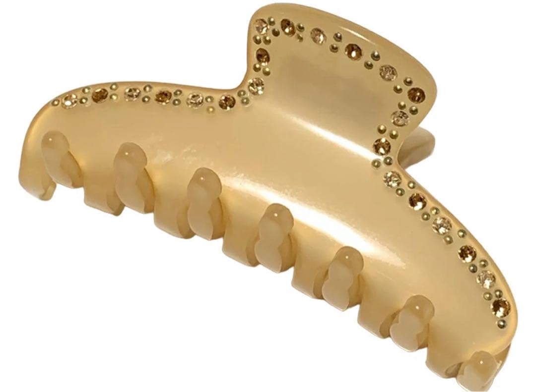 アレクサンドル ドゥ パリ ストーン付　人気ベージュ　ヘアクリップ