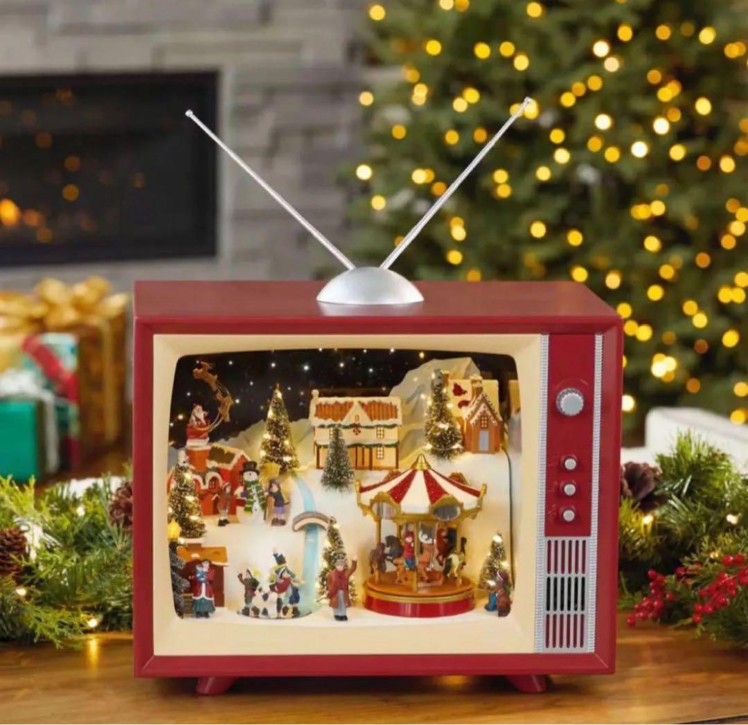 新品　コストコクリスマス レトロ TV ライト & ミュージック付　置き物