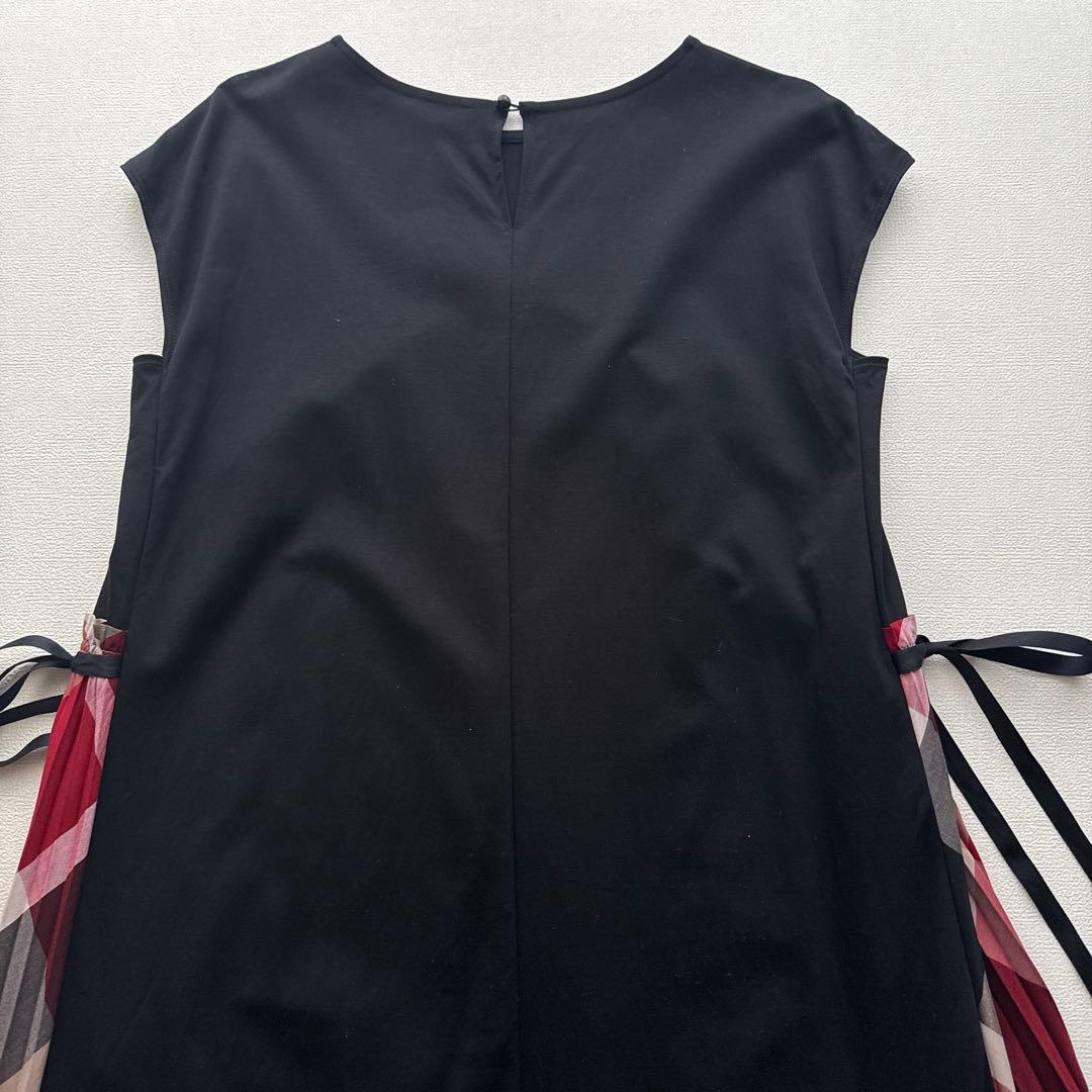 ブルーレーベルクレストブリッジ ワンピース チェック プリーツ フレンチスリーブ