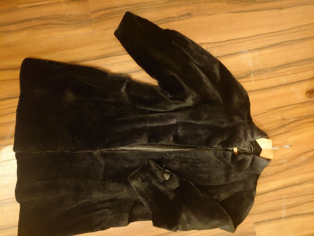 黒 毛皮 コート ミンク ネーム入り 豪華 肉厚 美品