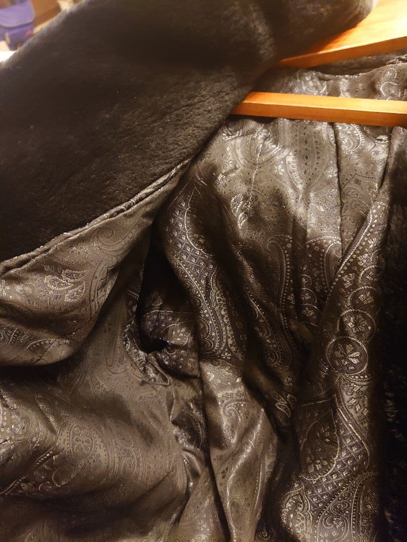 黒 毛皮 コート ミンク ネーム入り 豪華 肉厚 美品