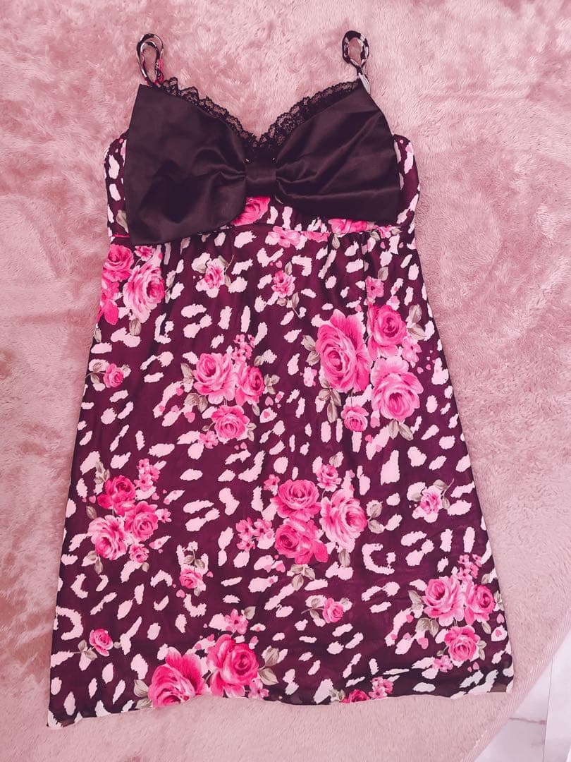 美品希少 マーズ MARS ヒョウ薔薇柄キャミソール 平成ギャル Y2K