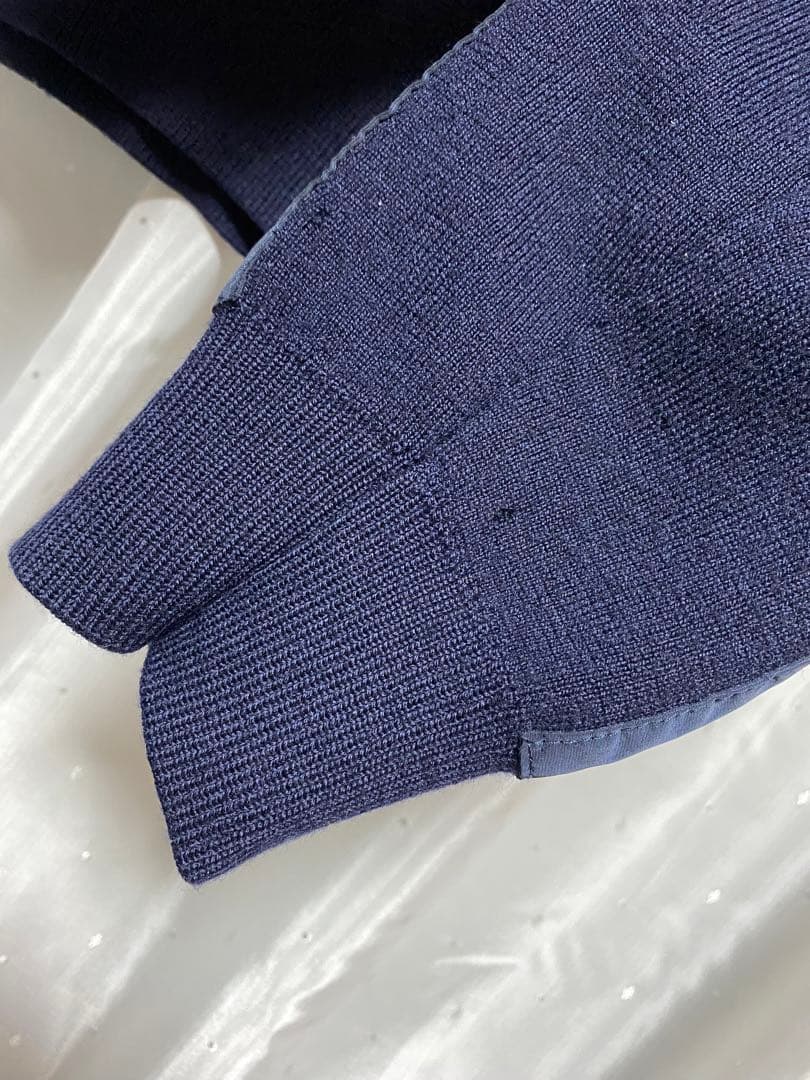 PRADA SPORT 00s ナイロンレイヤードニット ハーフジップ ネイビー