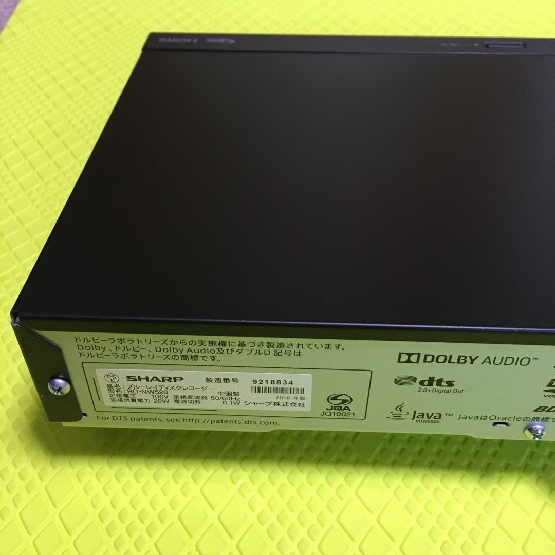 2番組同時録画◆シャープBD-NW520◆純正リモコン◆約500時間録画