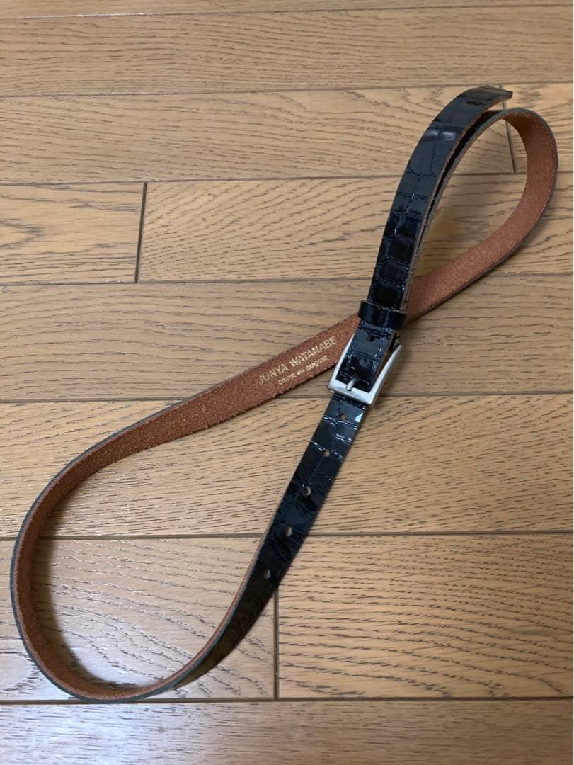 JUNYA WATANABE パテントレザーベルト クロコ型押し