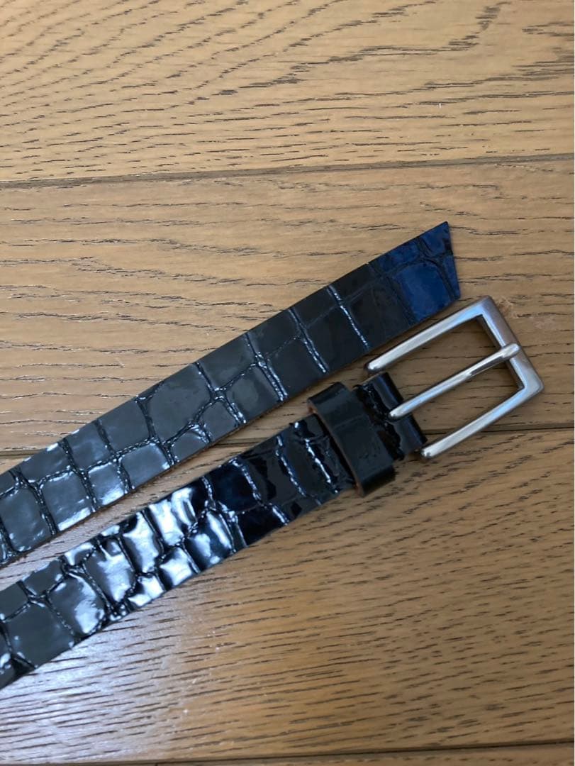 JUNYA WATANABE パテントレザーベルト クロコ型押し
