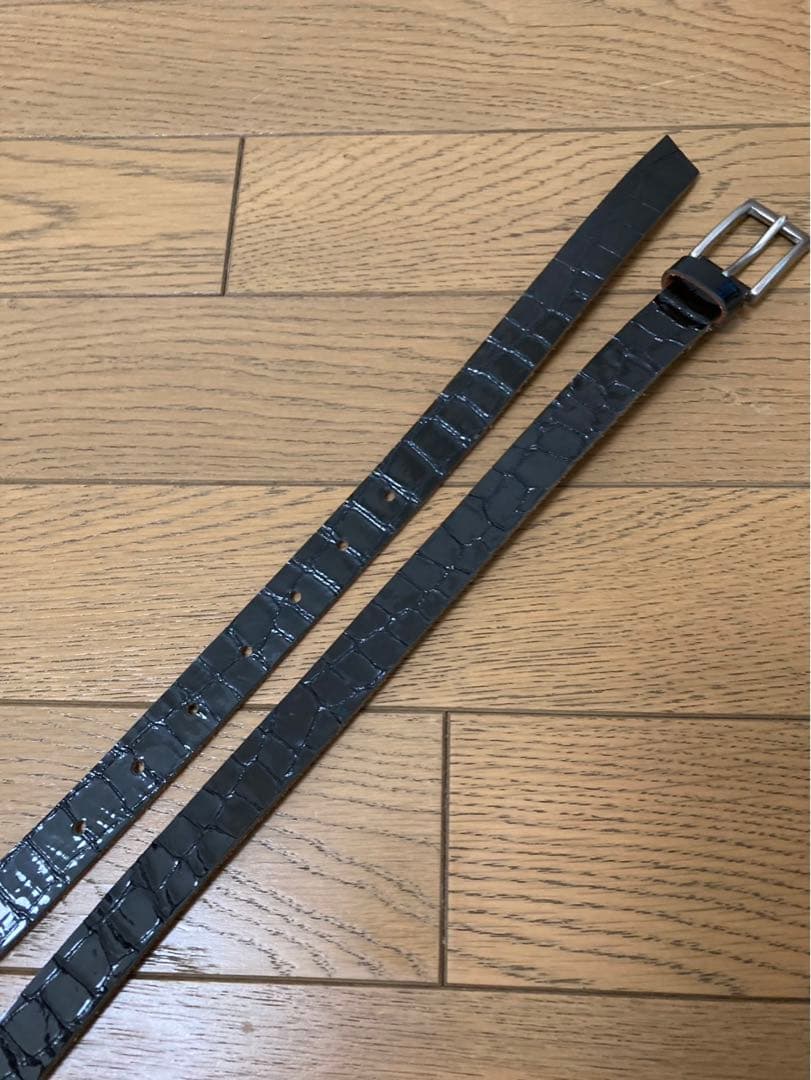 JUNYA WATANABE パテントレザーベルト クロコ型押し