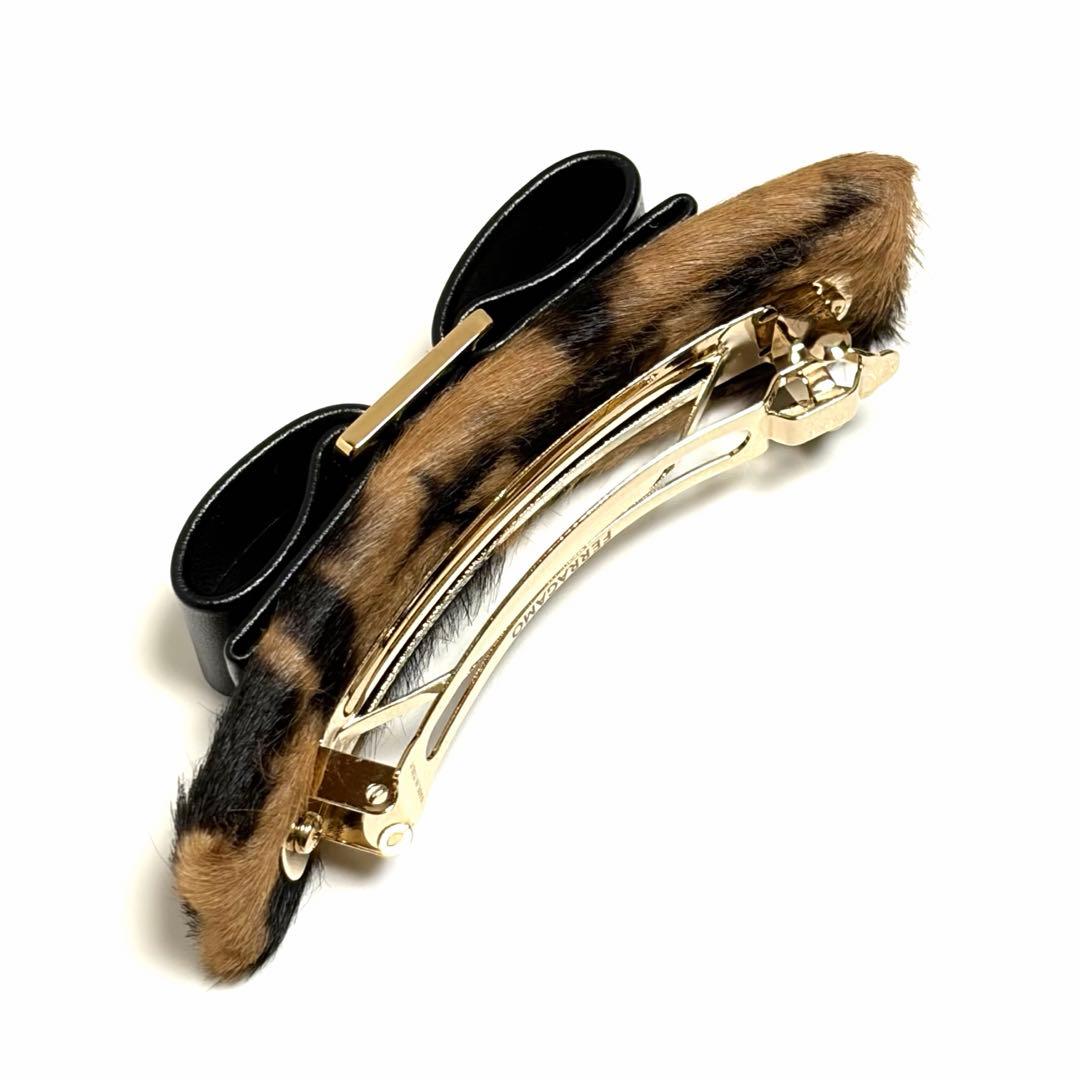 Ferragamo バレッタ ヴァラ レザー ポニーカーフ アクセサリー 美品