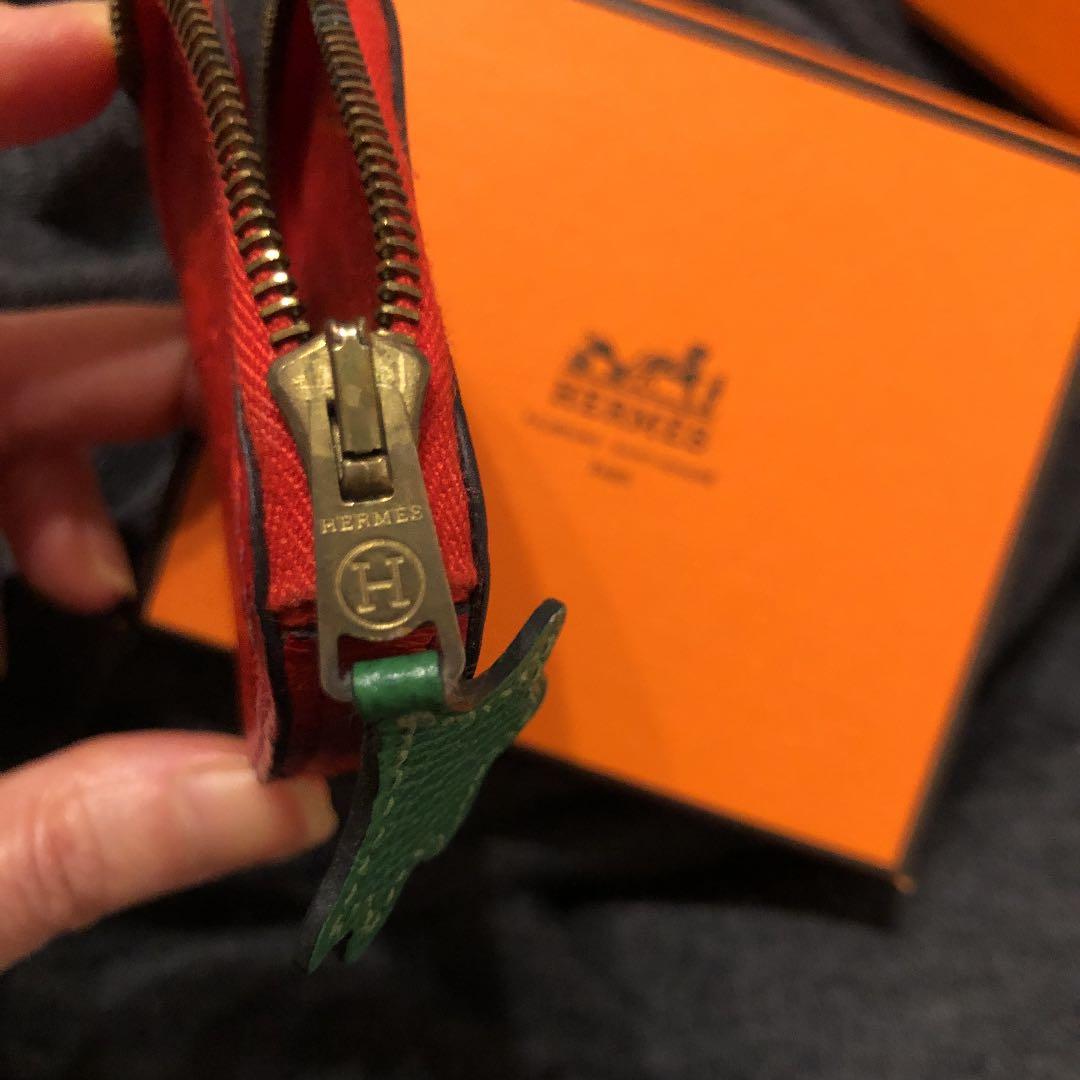 りんご エルメス　小銭入れ　イチゴ オーストリッチ ルージュヴィフ