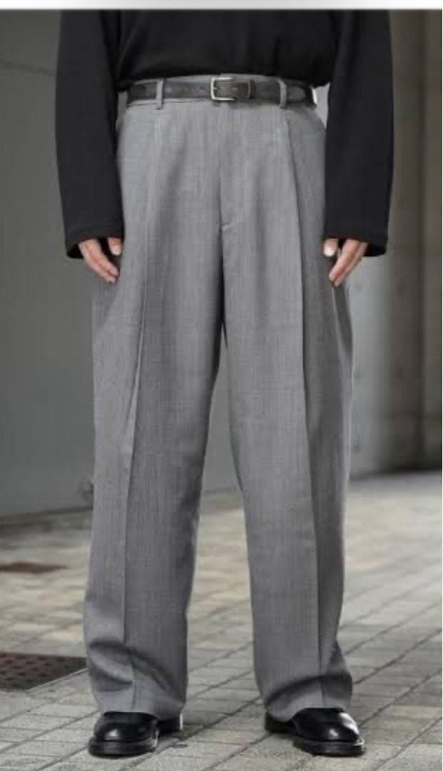 パンツ BISOWN MIDDLEWOOL DEEPTUCK TROUSERS