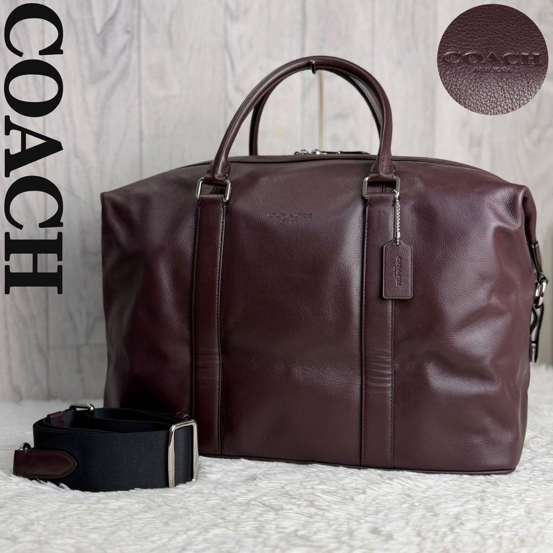 美品♡COACH コーチ ロゴ レザー 2way ボストンバッグ ボルドー