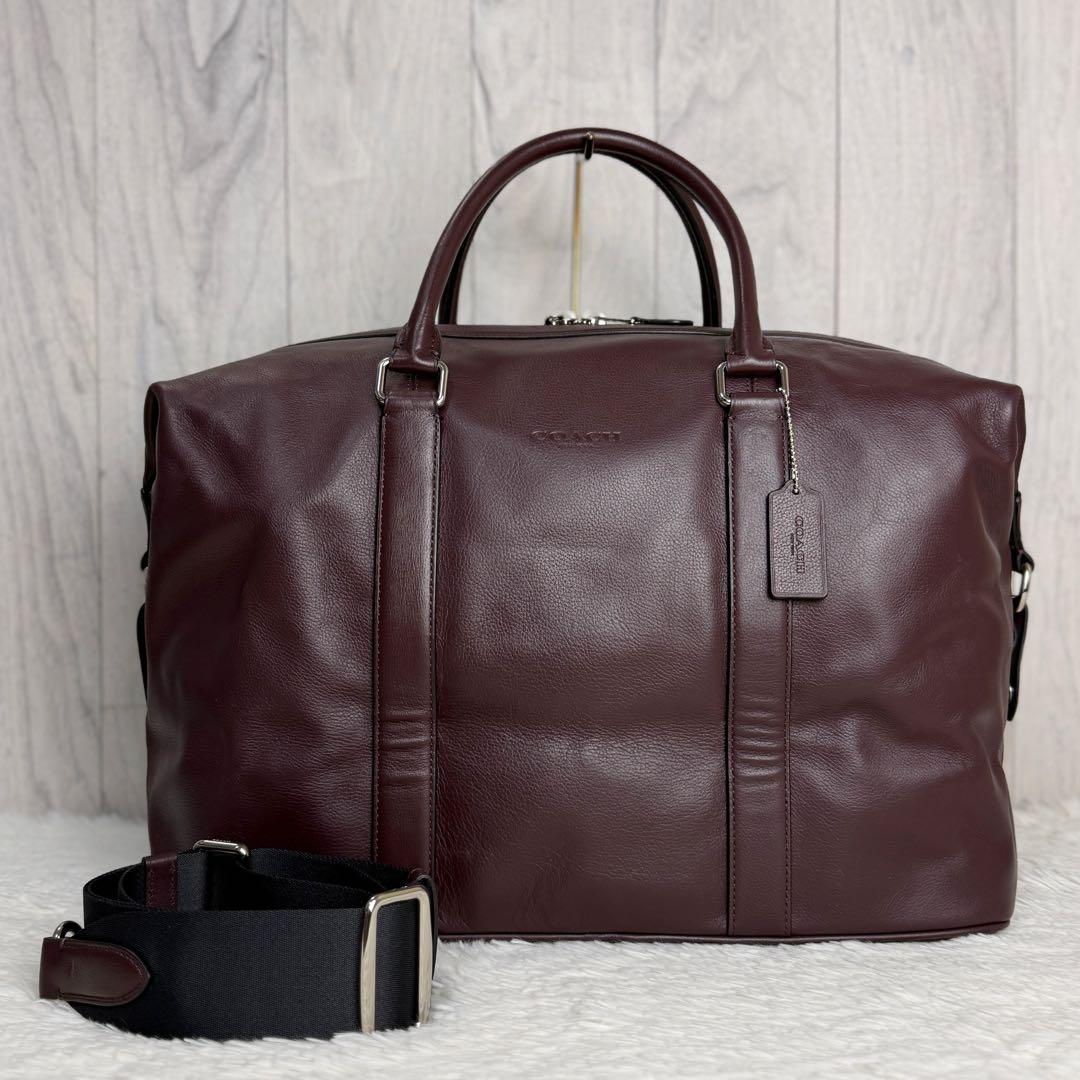 美品♡COACH コーチ ロゴ レザー 2way ボストンバッグ ボルドー