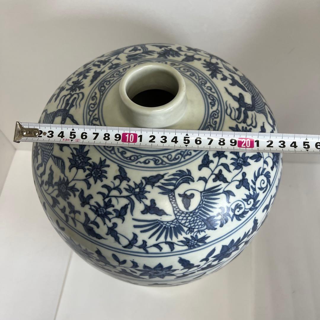 中国美術　青花釉裏紅　大花瓶　高さ45㎝　木箱付　トヒカエ　東な8-0106②