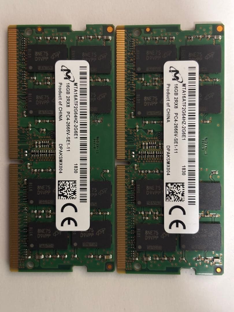 DDR4-2666Vメモリ 32GB (2x16GB) 管理番号003