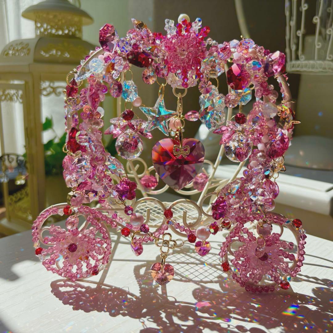 ボルドー40㎜ハート✩.*˚SWAROVSKI置き型サンキャッチャー