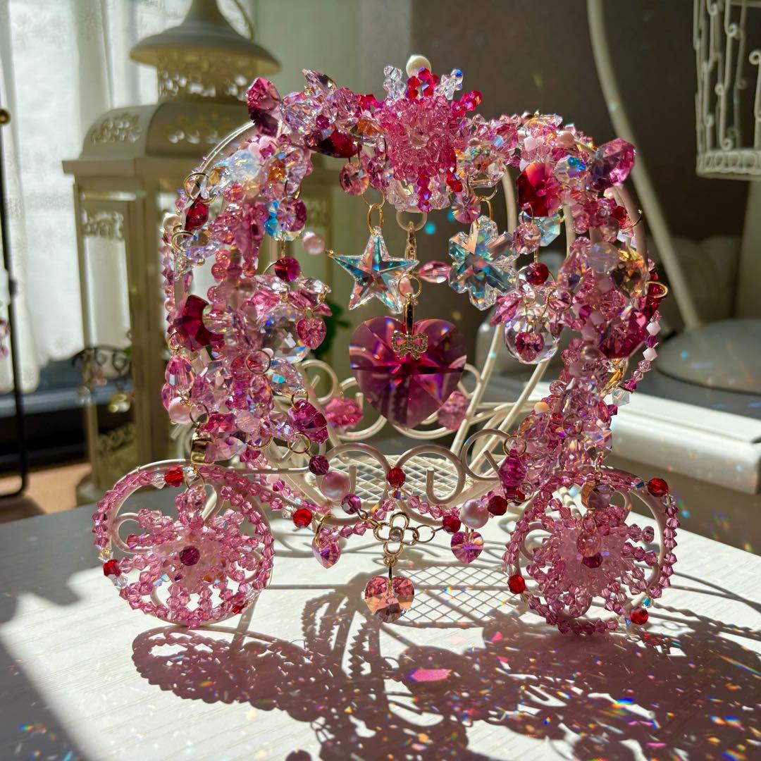 ボルドー40㎜ハート✩.*˚SWAROVSKI置き型サンキャッチャー