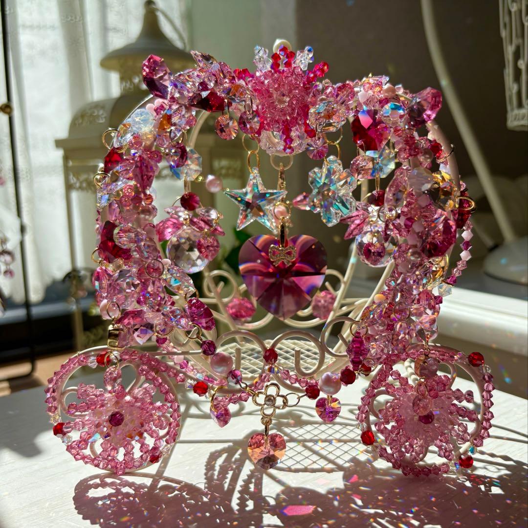 ボルドー40㎜ハート✩.*˚SWAROVSKI置き型サンキャッチャー