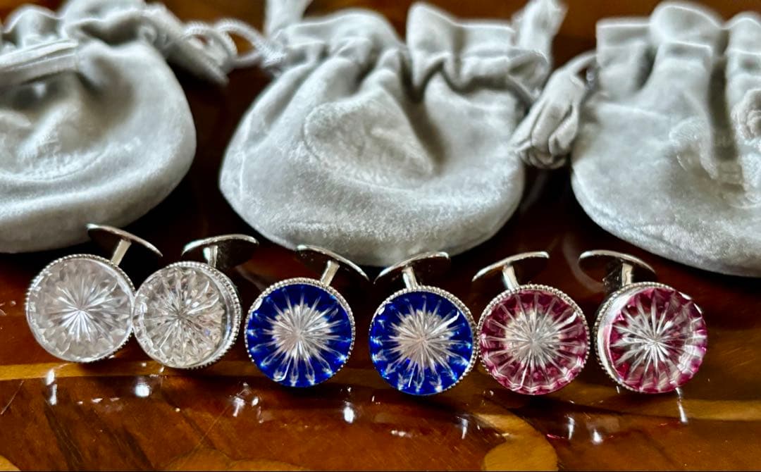 ♡】堀口切子　カフリンクス　透明のみ