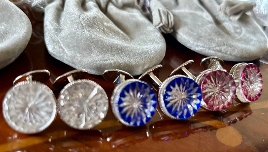 ♡】堀口切子　カフリンクス　透明のみ