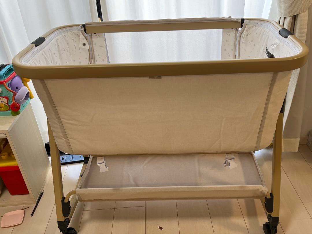 HZDMJ ベビーベッド ベージュ(カーキ) 【おまけ:防水シーツ付き】