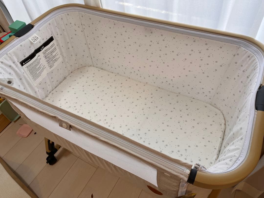 HZDMJ ベビーベッド ベージュ(カーキ) 【おまけ:防水シーツ付き】