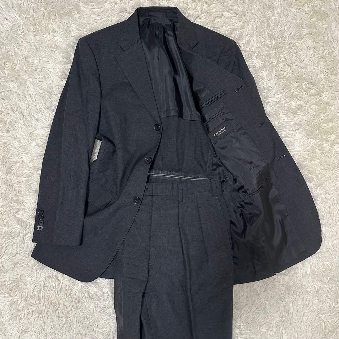希少 バーバリー ブラックレーベル スーツ セットアップ ウール ボタン ロゴ