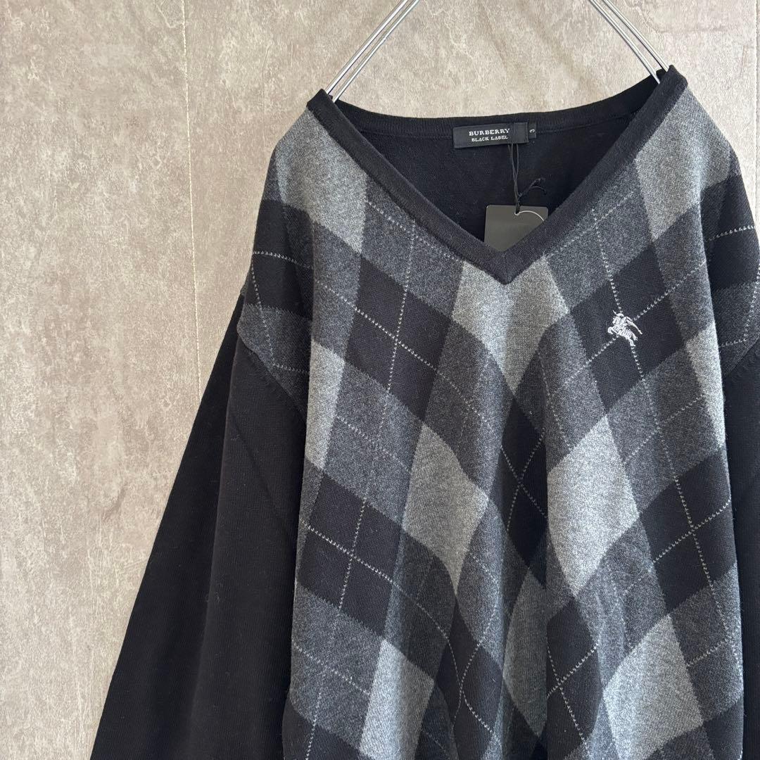 BURBERRY BLACK LABEL バーバリー アーガイル柄ニット 新品