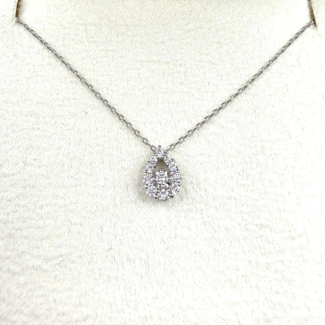 【新品同様】 ヴァンドーム青山 プラチナ ダイヤ ドロップ ネックレス