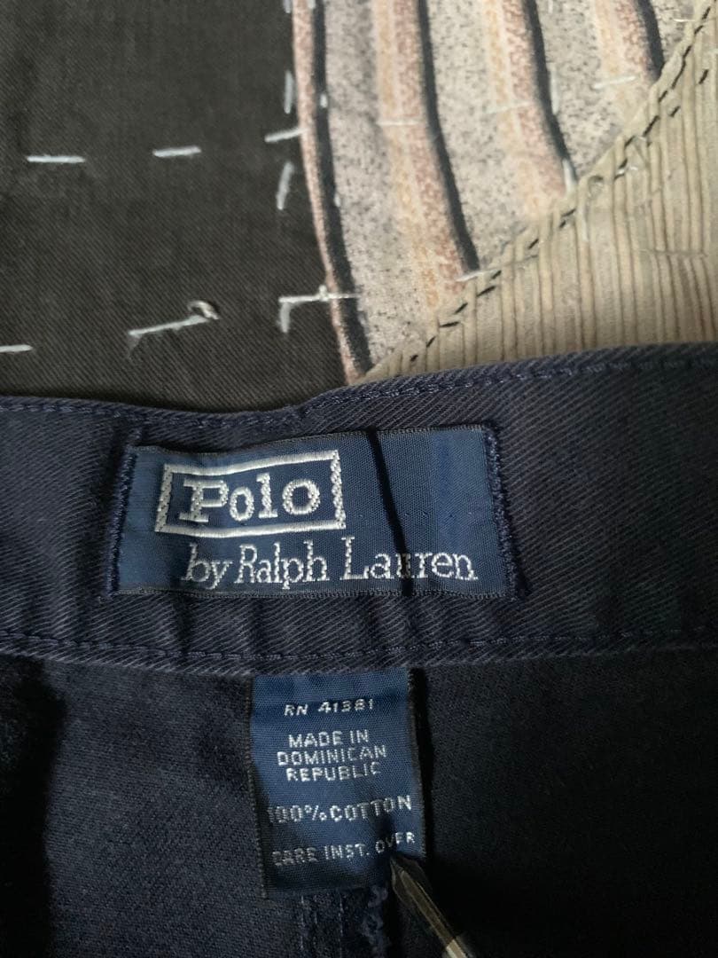90s W34 POLO CHINO vtg 2タック ショーツ ラルフ 紺