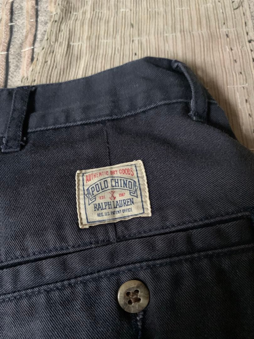 90s W34 POLO CHINO vtg 2タック ショーツ ラルフ 紺