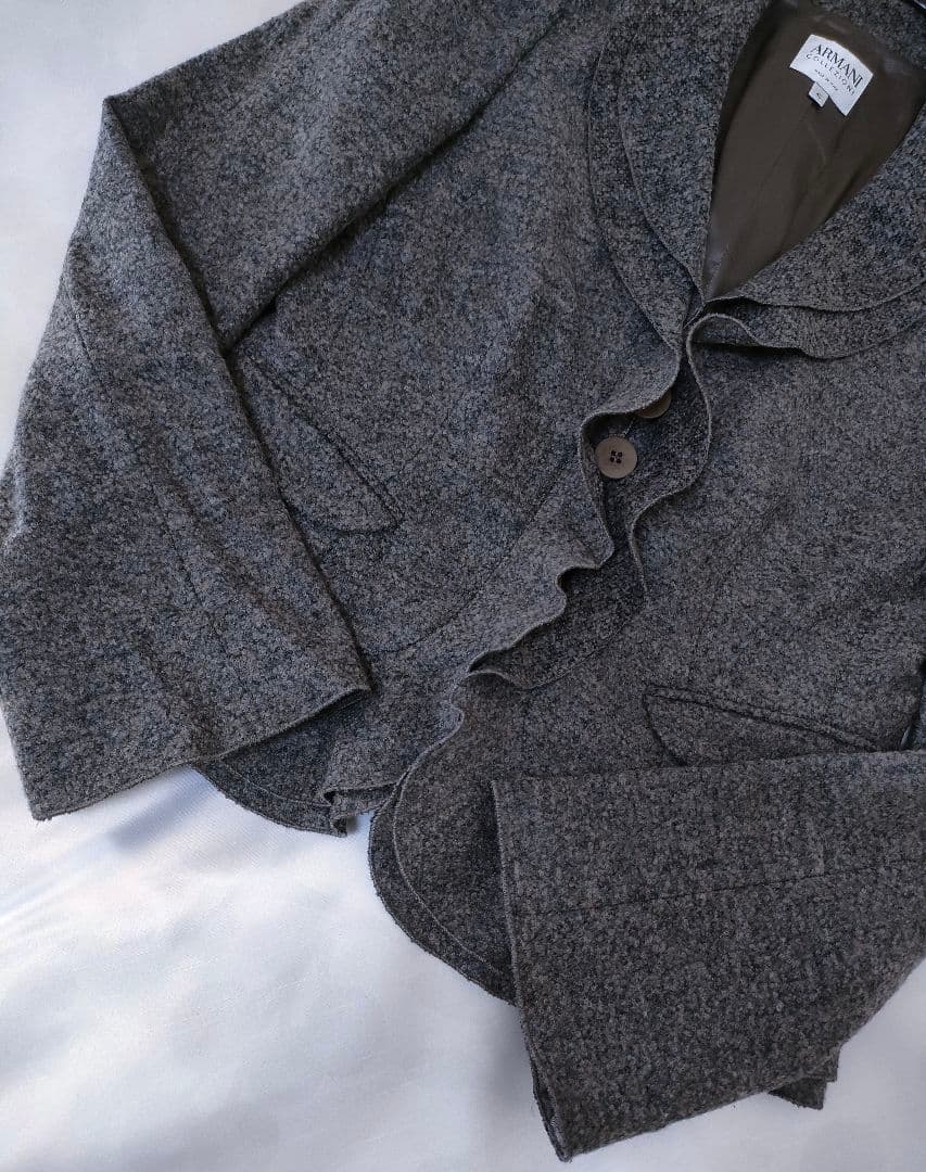 アルマーニコレツィオーニARMANI　フリル襟　ジャケット　コート　グレー　40