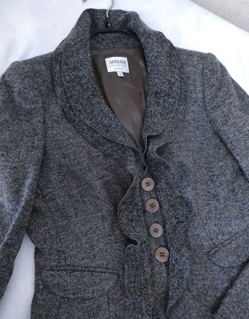 アルマーニコレツィオーニARMANI　フリル襟　ジャケット　コート　グレー　40