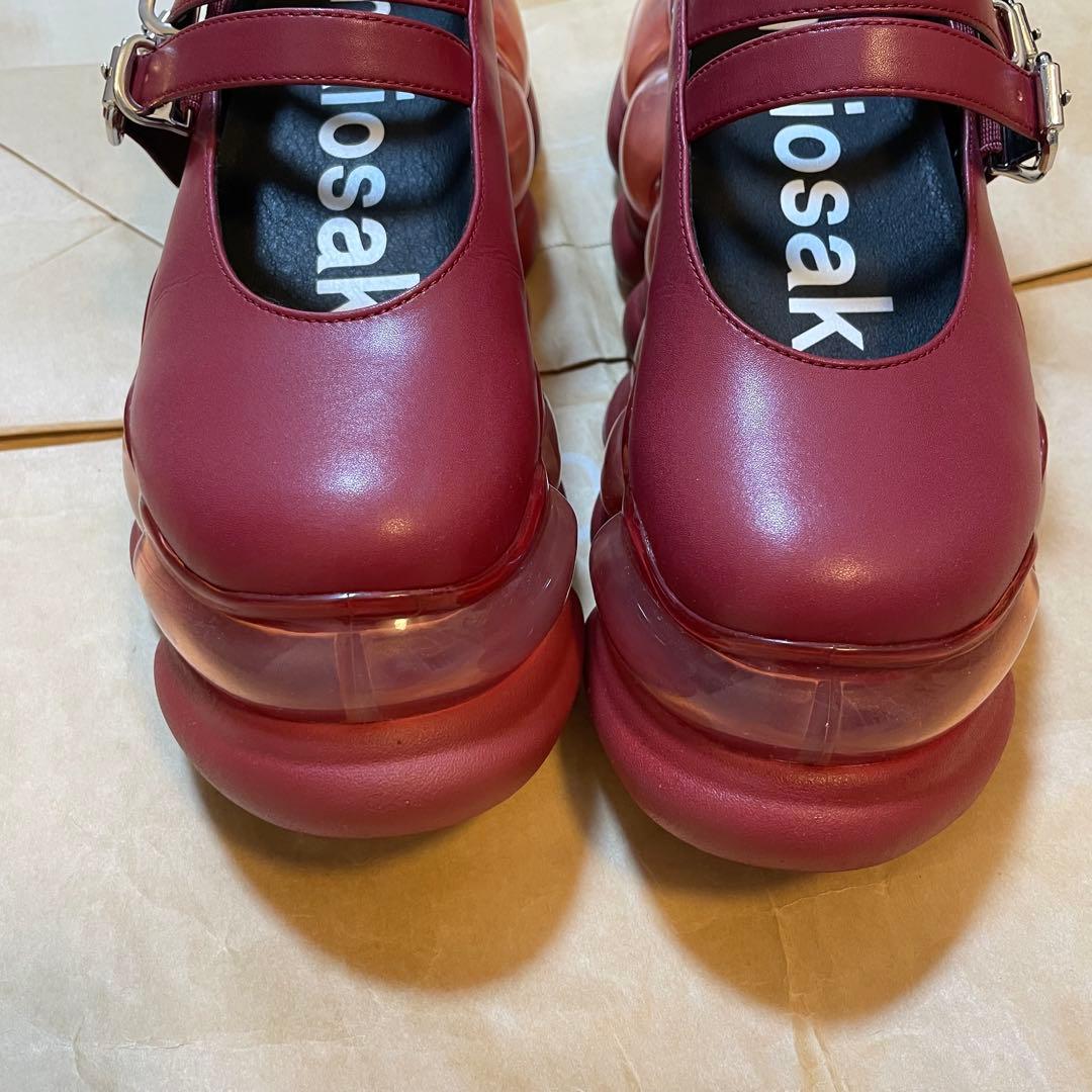 ミキオサカベ MaryJane Wine ストラップ付き 厚底ローファー赤