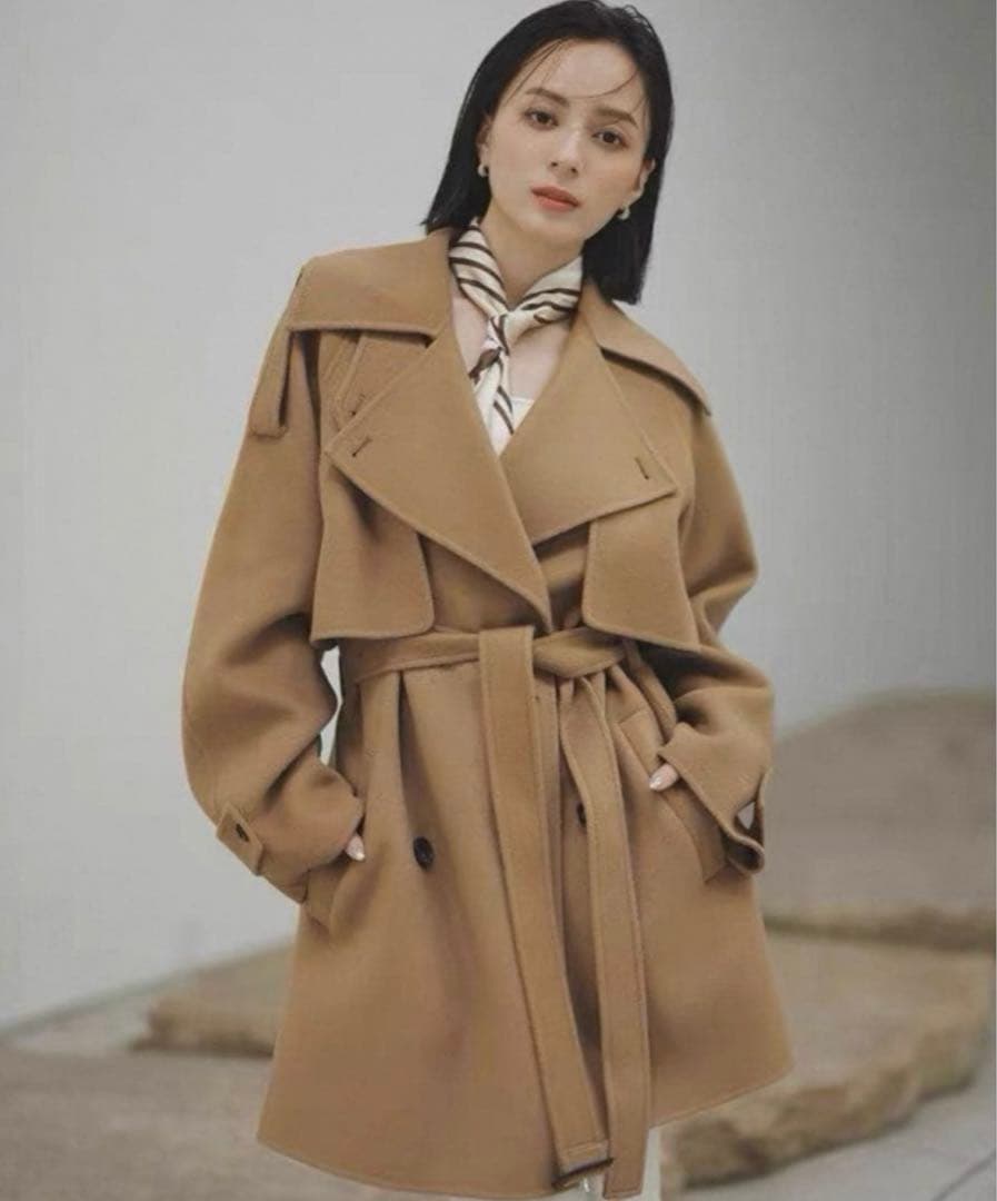 【美品】anuans リバーウールミドルトレンチコート