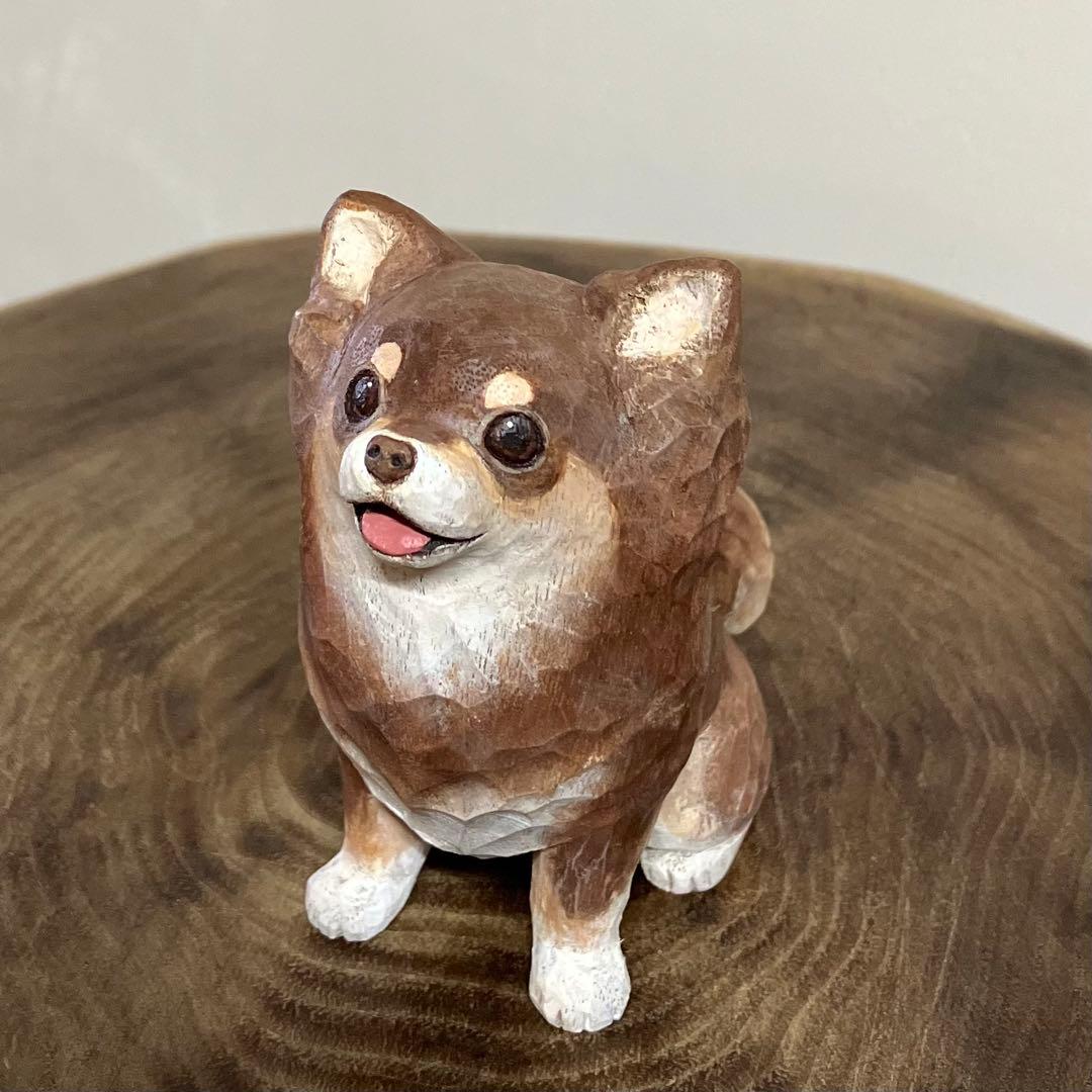 木彫りのチワワ(チョコ&タン)