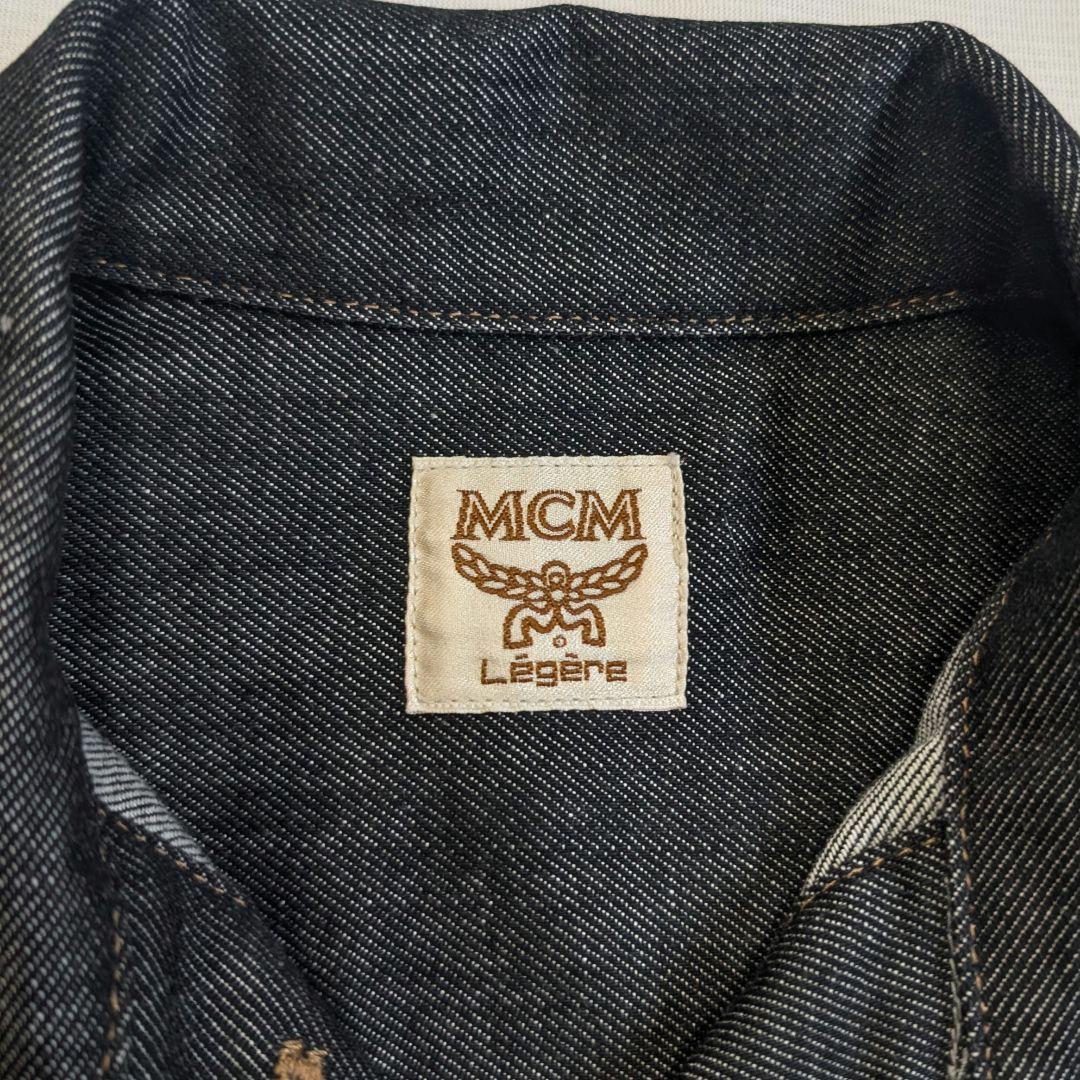 【MCM】希少90s~ロゴ刺繍・短丈ブラックデニムジャケット・ブルゾン　Y2K