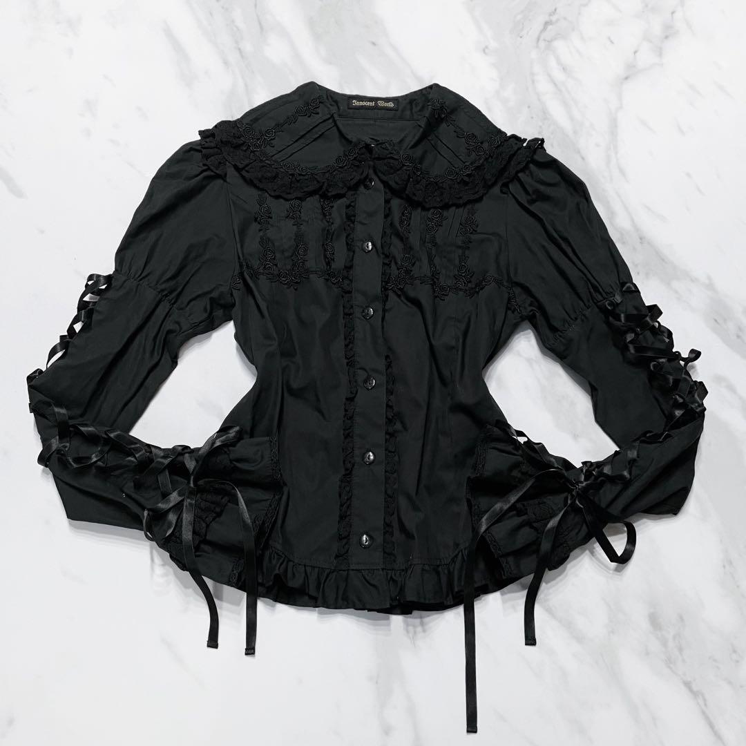 Innocent World 黒編み上げリボンブラウス ロリィタ