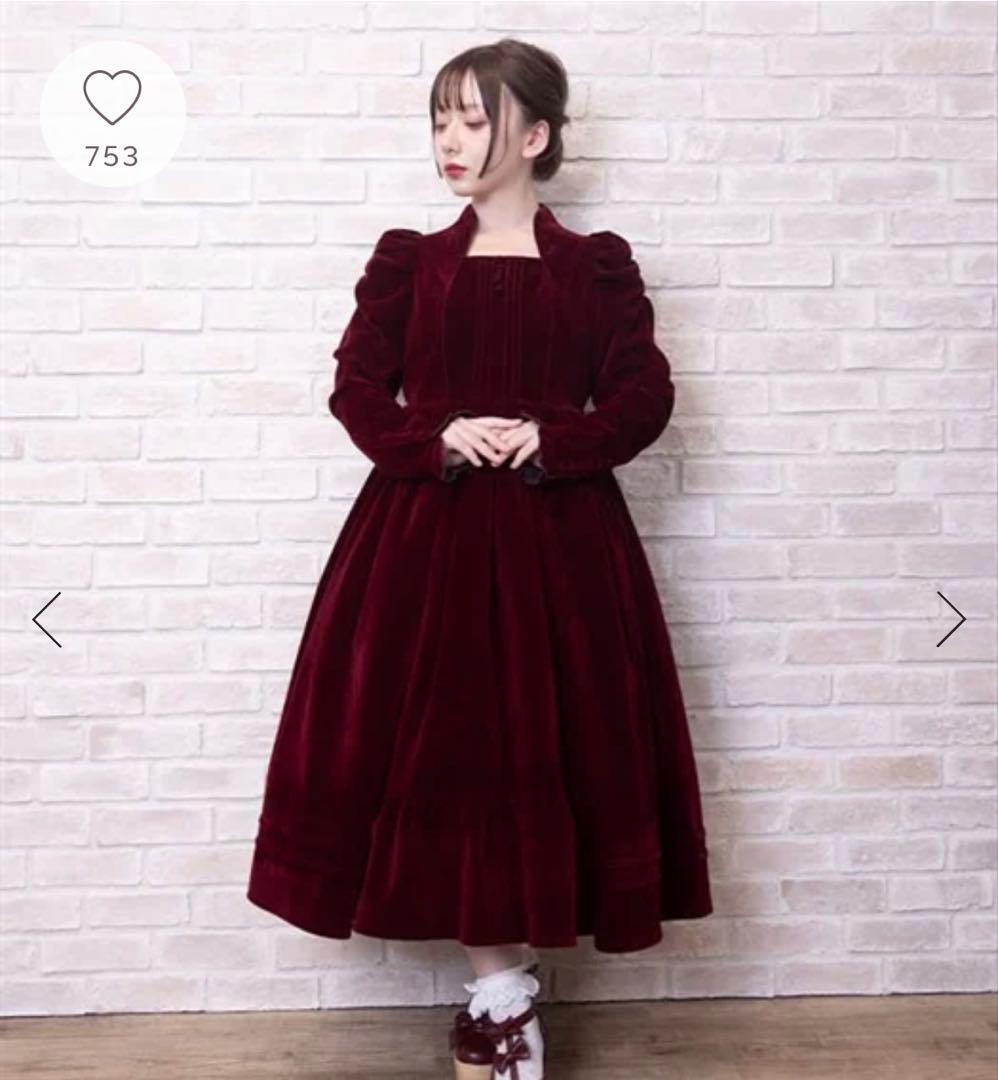 クラシカルベロアワンピース ワイン axes femme kawaii