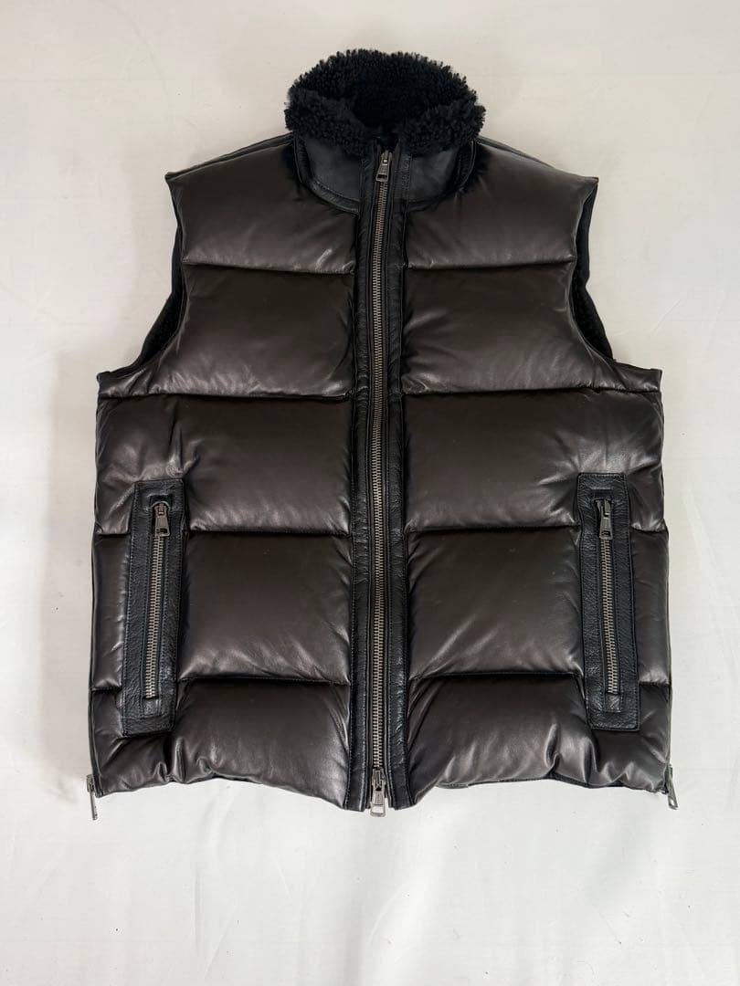 EMMETI デッドストック レザー ダウン ベスト ムートン サンプル品