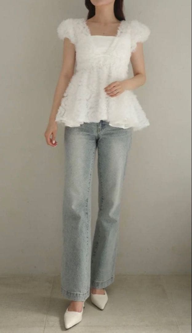 polaura フラワーぺプラムバックリボンチュニック