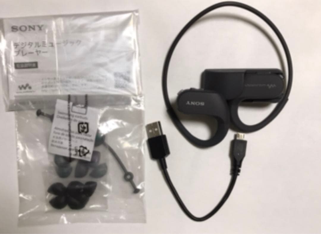 ソニー　ヘッドホン一体型ウォークマン ブラック NW-WS413 BM