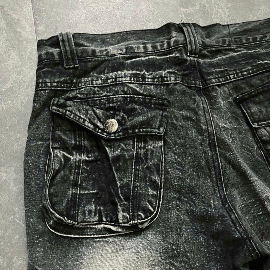 00s black cargo flared pants Y2K ロング丈