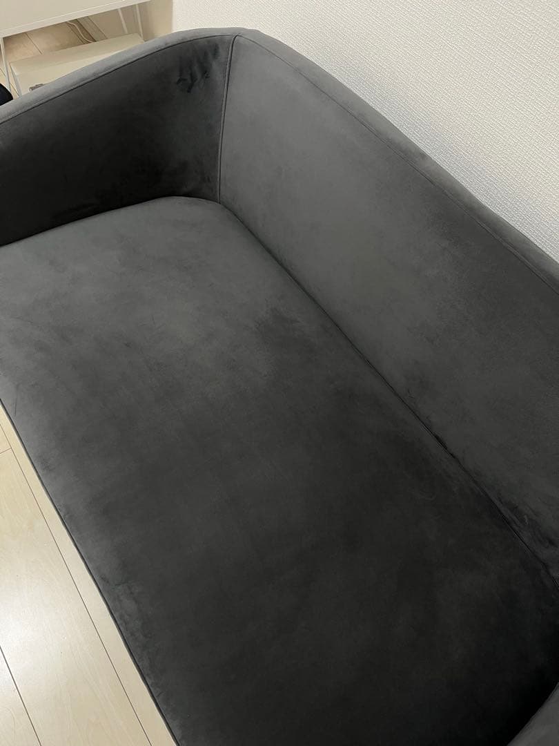 【美品】LOWYA ベルベッド調ソファ グレー