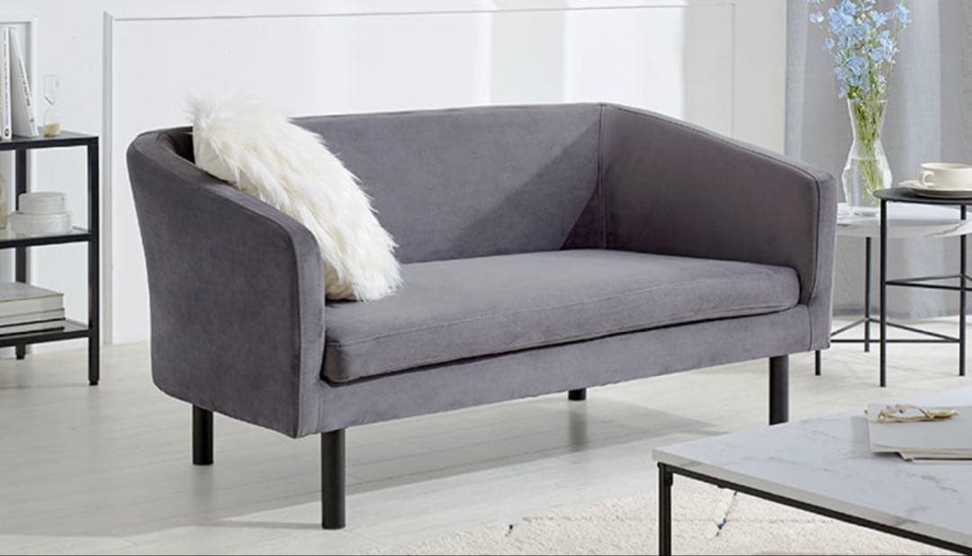 【美品】LOWYA ベルベッド調ソファ グレー