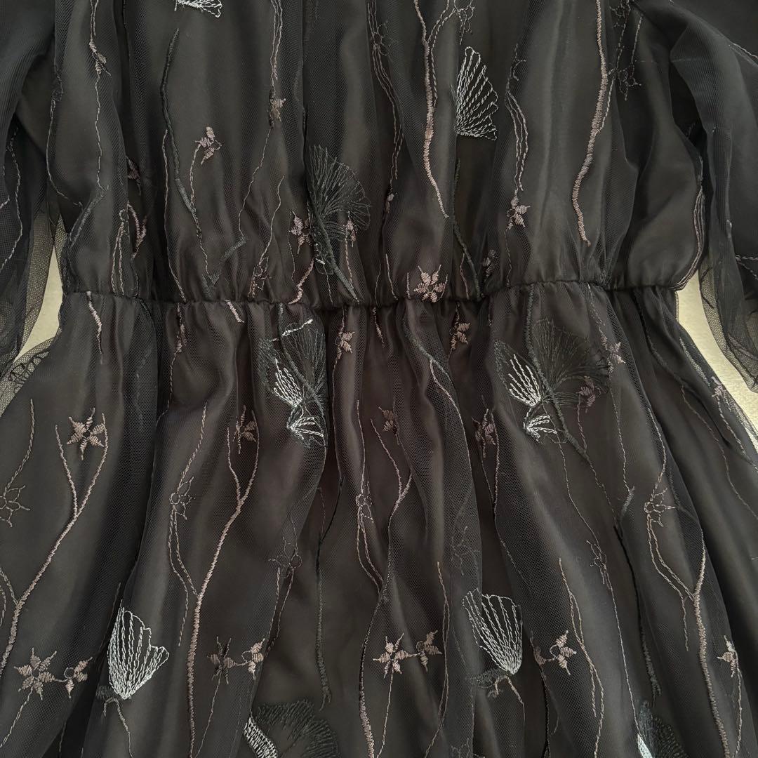 カラルス　刺繍レースワンピースドレス　パーティドレス　ブラック　3Lサイズ